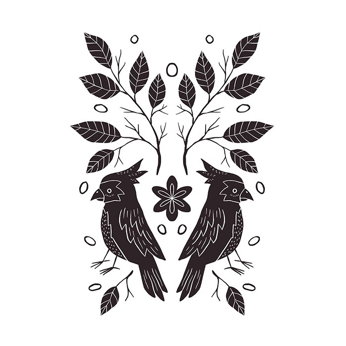 Πίνακας Etalbond Black n' White - Boho Birds