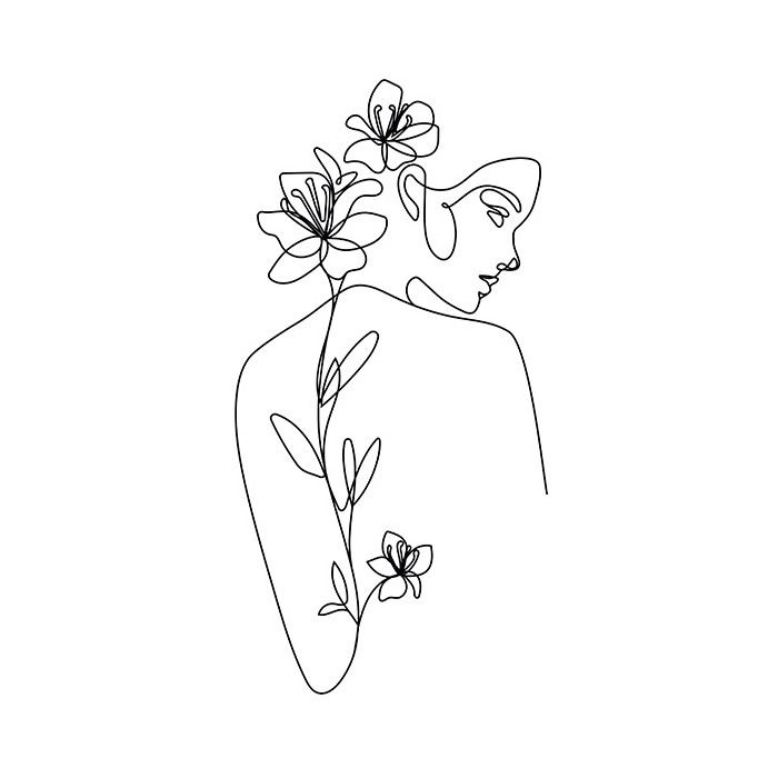 Πίνακας Etalbond Black n' White - Line Flowy Woman
