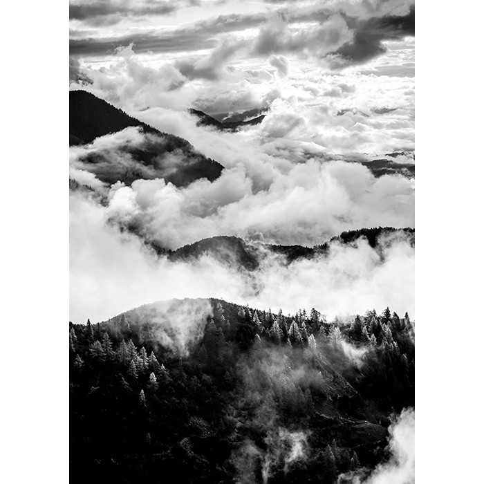 Πίνακας Etalbond Black n' White - Cloudy Mountains