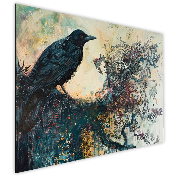 Πίνακας Etalbond Ζωγραφικής Πλάι – Raven on Tree Πίνακας Etalbond Ζωγραφικής Πλάι – Raven on Tree