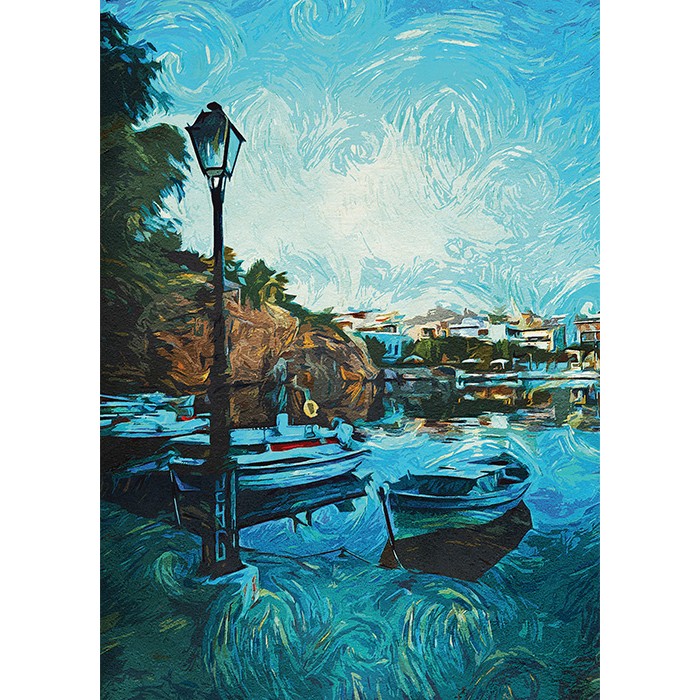 Πίνακας όντρα Πλακέ Ζωγραφική - Boats in Lake