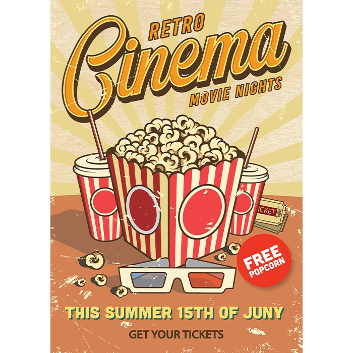 Πίνακας Κόντρα Πλακέ Vintage - Retro Cinema