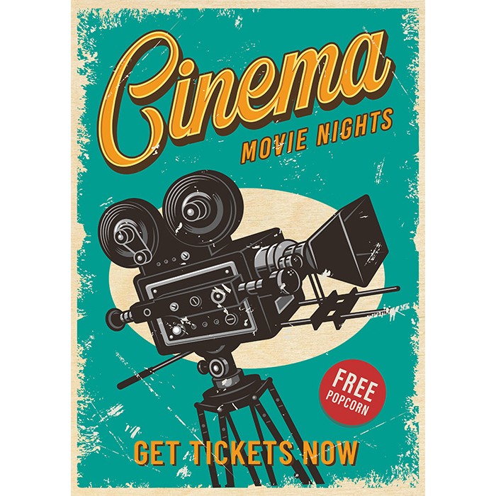 Πίνακας Κόντρα Πλακέ Vintage - Retro Movie Nights