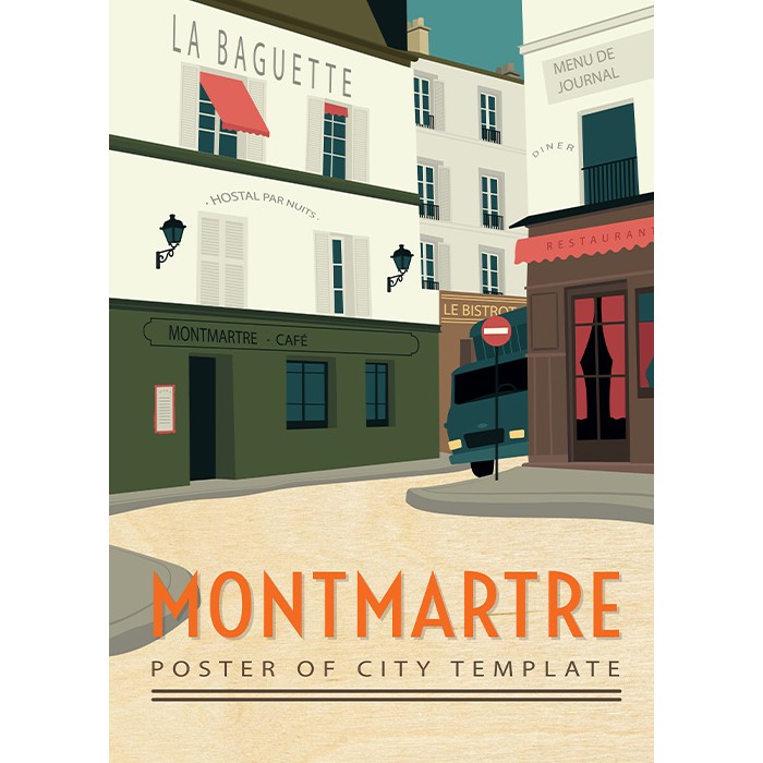 Πίνακας Κόντρα Πλακέ Vintage - Montmartre