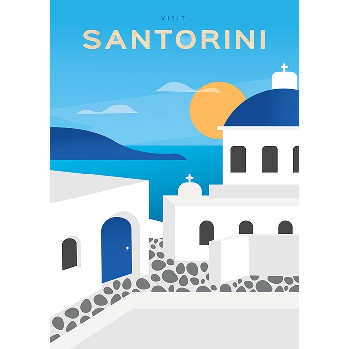 Πίνακας Κόντρα Πλακέ Vintage - Santorini