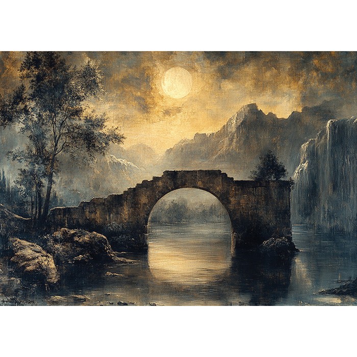 Πίνακας σε Plexiglass Ζωγραφική - Bridge Under The Full Moon