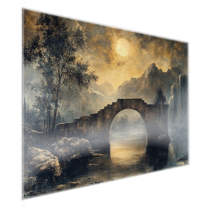 Πίνακας σε Plexiglass Ζωγραφική πλάι - Bridge Under The Full Moon Πίνακας σε Plexiglass Ζωγραφική πλάι - Bridge Under The Full Moon