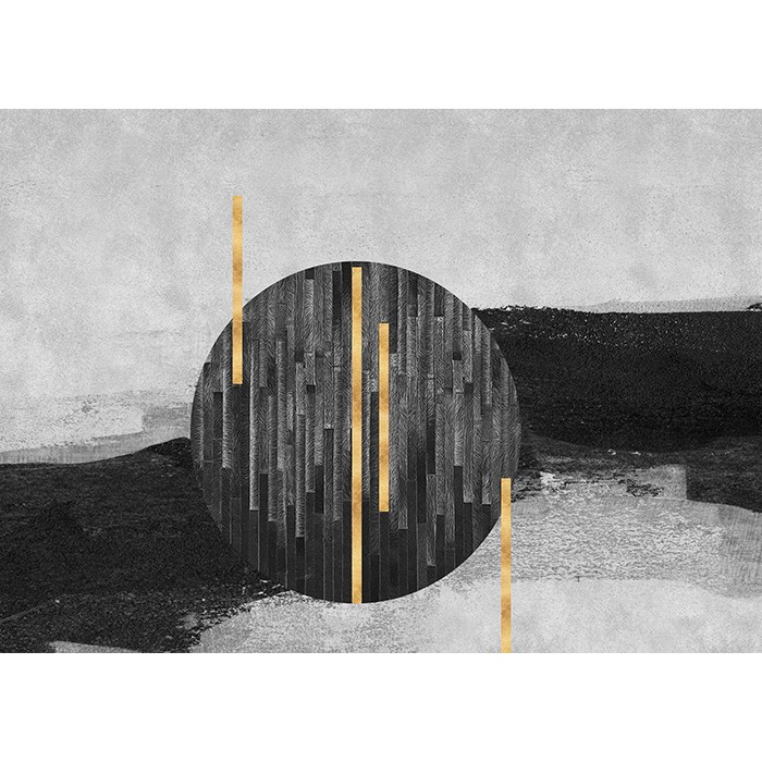 Πίνακας σε Plexiglass Abstract - Black-Gold Circle
