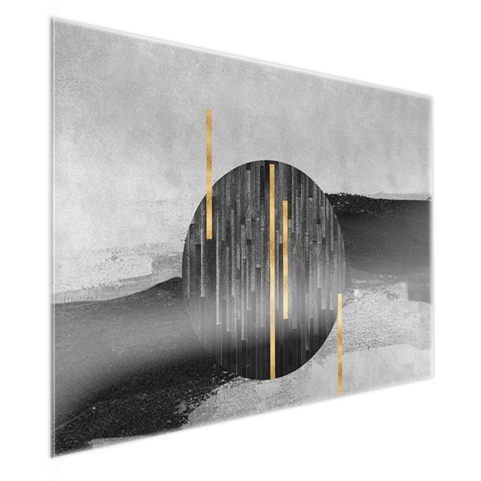 Πίνακας σε Plexiglass Abstract πλάι - Black-Gold Circle Πίνακας σε Plexiglass Abstract πλάι - Black-Gold Circle