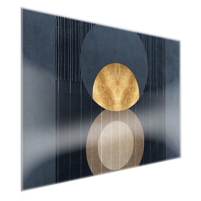 Πίνακας σε Plexiglass Abstract πλάι - Blue-Gold Circle Πίνακας σε Plexiglass Abstract πλάι - Blue-Gold Circle