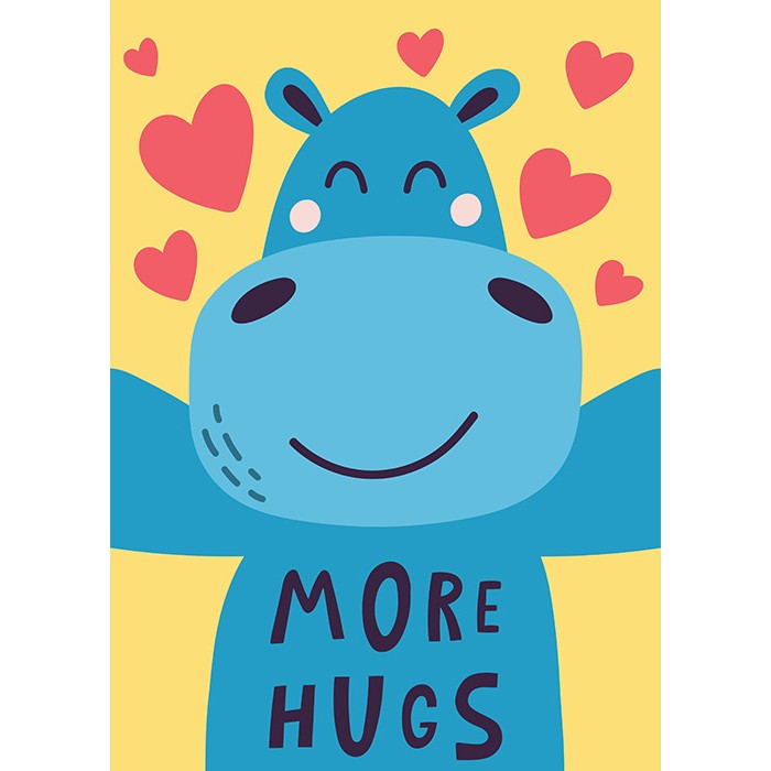 Πίνακας σε Plexiglass Παιδικά - Hippo Hugs