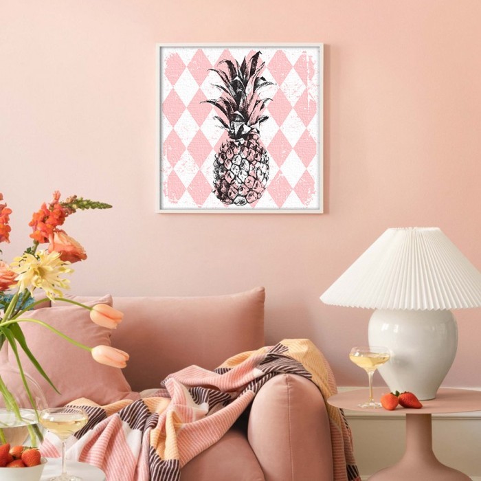 Geometric pineapple σε Πίνακα σε καμβά με κορνίζα