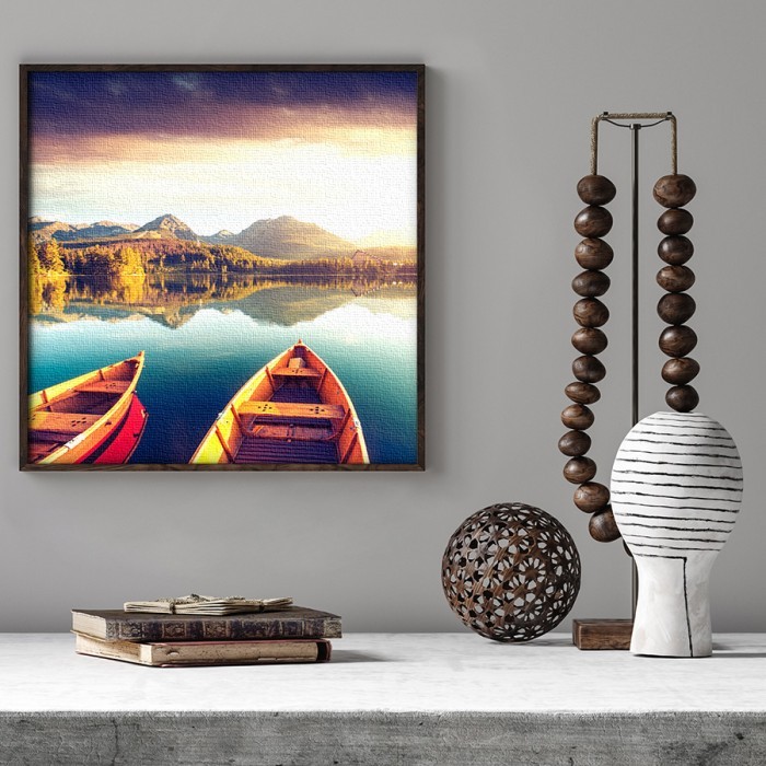 Πίνακας σε καμβά με κορνίζα με Ήρεμη λίμνη