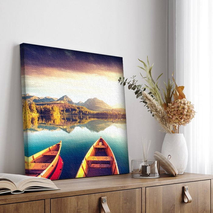 Πίνακας σε καμβά για το σαλόνι με Ήρεμη λίμνη