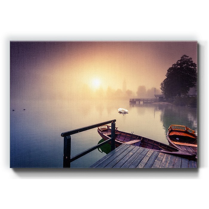 Πίνακας σε καμβά με Τοπίο σε ομιχλώδη λίμνη