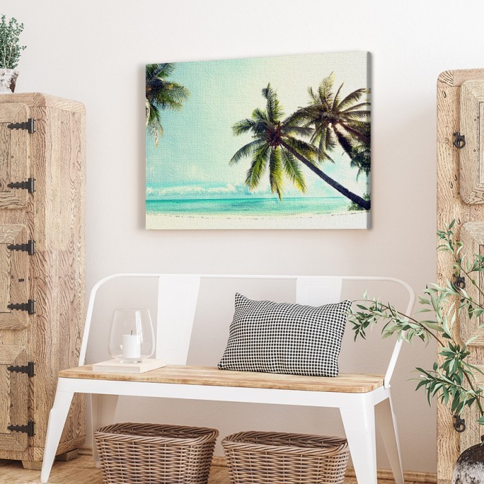 Πίνακας σε καμβά για το σαλόνι με Τροπική παραλία