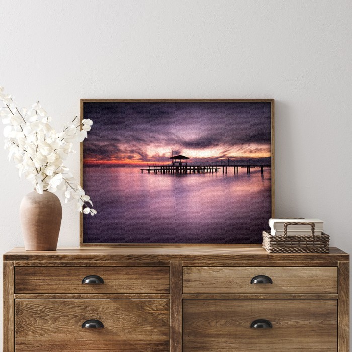 Πίνακας σε καμβά για το σαλόνι με Παραλία σε ηλιοβασίλεμα