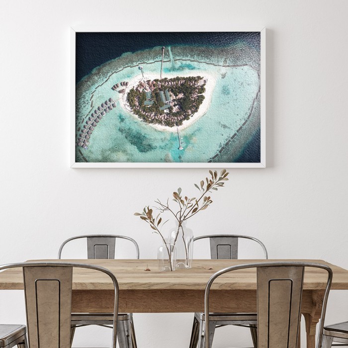 Νησί στις Μαλβίδες σε Πίνακα σε καμβά με κορνίζα