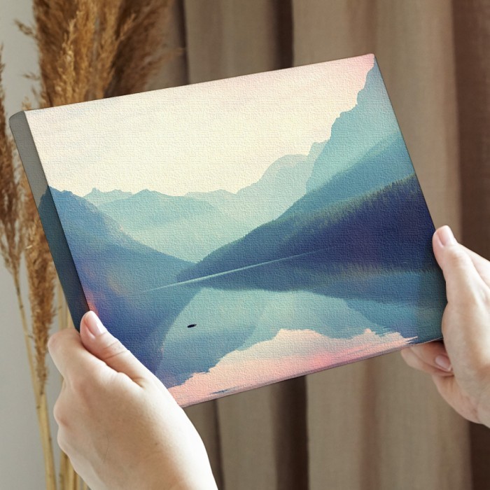 Πίνακας σε καμβά για την διακόσμηση τοίχου με Λίμνη και βουνά