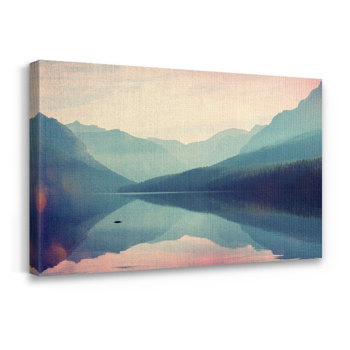 Πίνακας σε καμβά με τελάρο με Λίμνη και βουνά