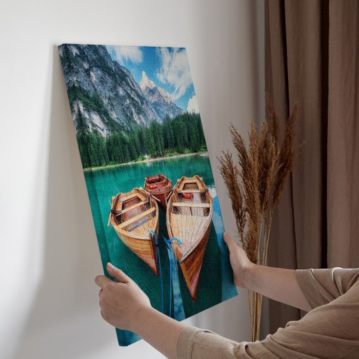 Πίνακας σε καμβά για την διακόσμηση τοίχου με Βάρκες στη λίμνη