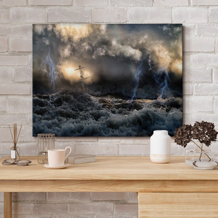 Πίνακας σε καμβά για το σαλόνι με Φουρτουνιασμένη θάλασσα