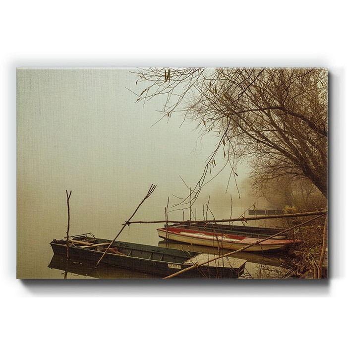 Πίνακας σε καμβά με Βάρκες στην ομίχλη