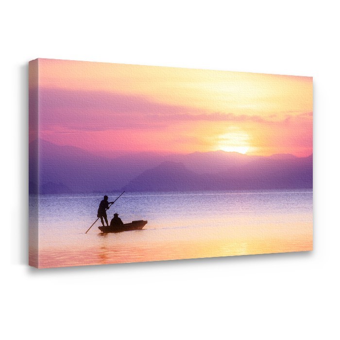 Πίνακας σε καμβά με τελάρο με Ψαράδες στο ηλιοβασίλεμα