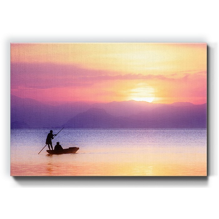 Πίνακας σε καμβά με Ψαράδες στο ηλιοβασίλεμα