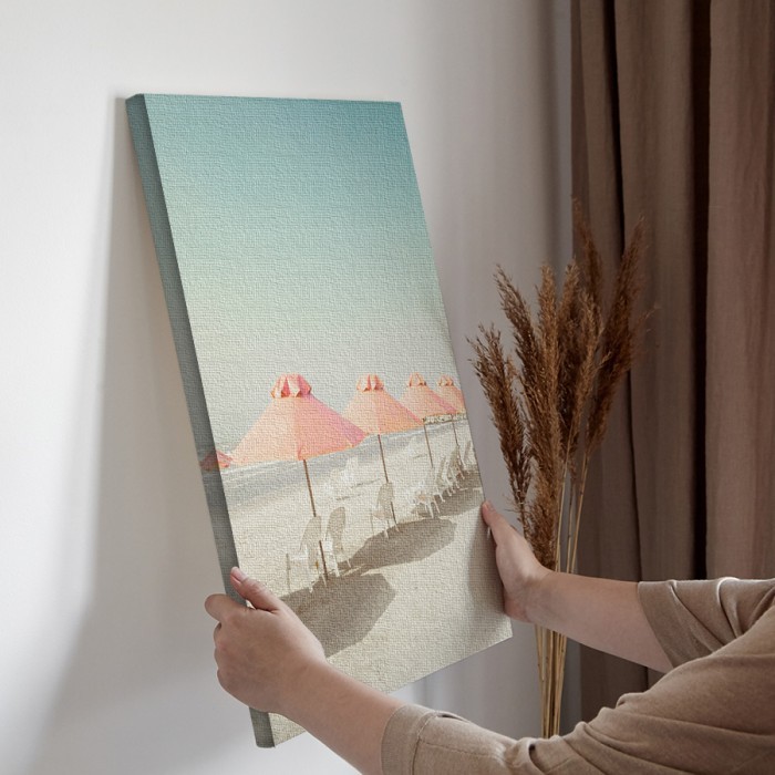 Πίνακας σε καμβά για την διακόσμηση τοίχου με Ρόζ ομπρέλες
