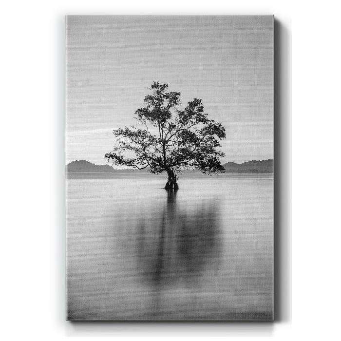 Πίνακας σε καμβά με Δέντρο στην λίμνη