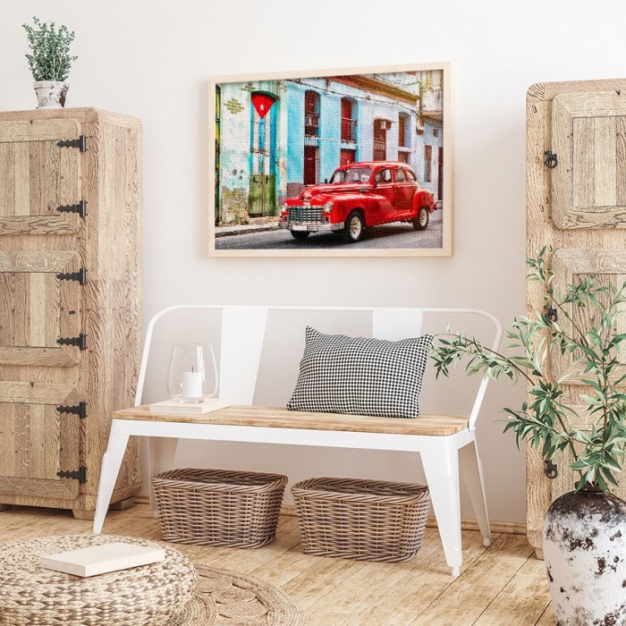 Πίνακας σε καμβά με κορνίζα – Κλασικό κόκκινο αυτοκίνητο