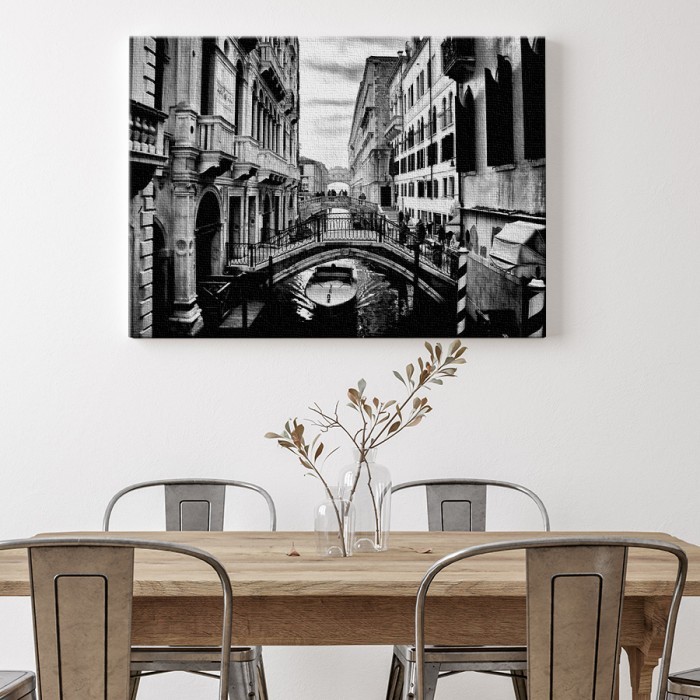Πίνακας σε καμβά για το σαλόνι – Πανόραμα καναλιού στη Βενετία