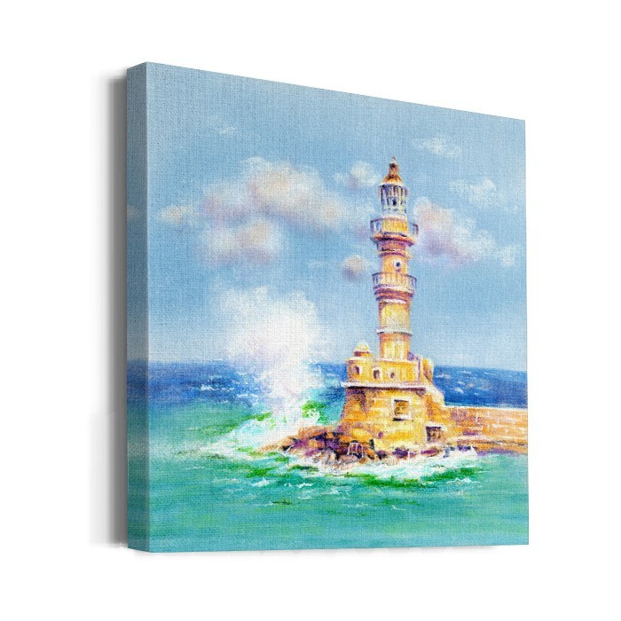 Πίνακας σε καμβά με τελάρο – Φάρος παλιό λιμάνι Χανιά