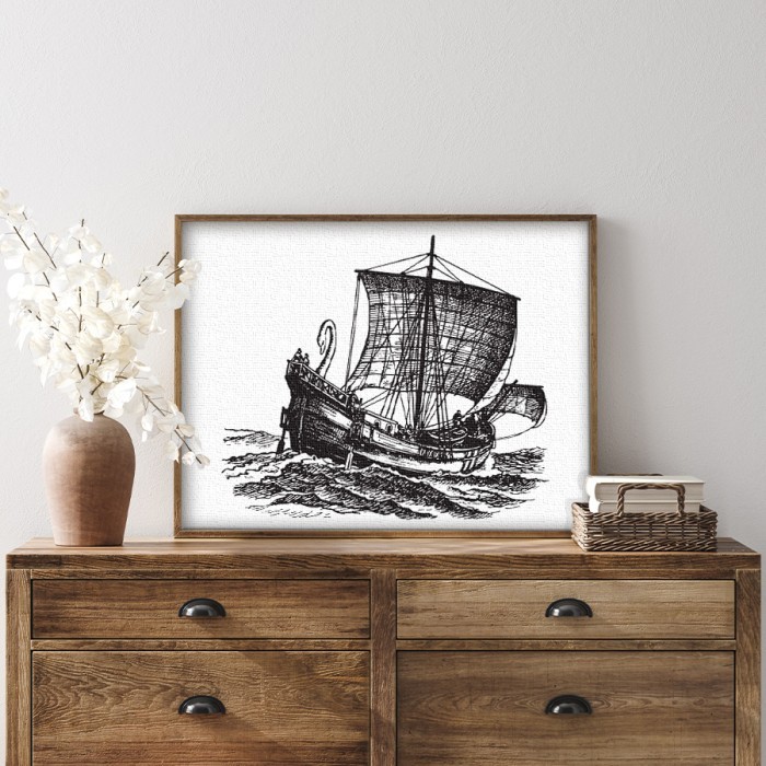Πίνακας σε καμβά με κορνίζα – Αρχαίο πλοίο