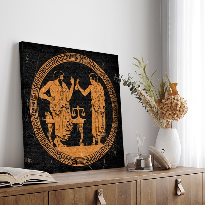Πίνακας σε καμβά για το σαλόνι – Αχαίοι Έλληνες με χιτώνες