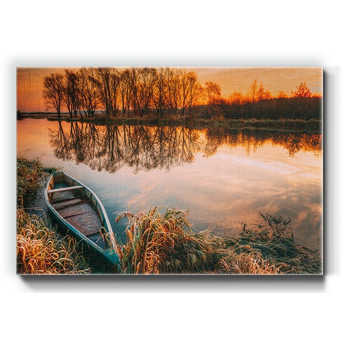 Πίνακας σε καμβά – Ηλιοβασίλεμα στη λίμνη