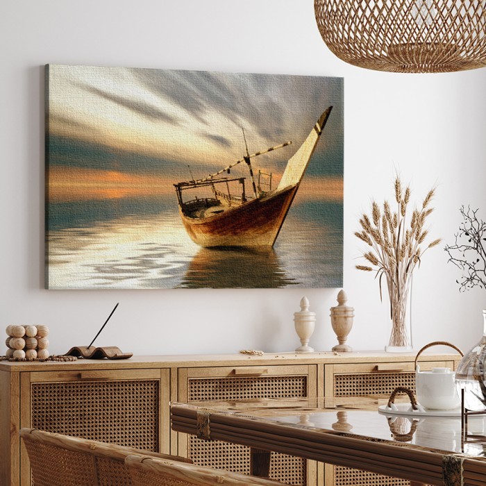 Πίνακας σε καμβά για το σαλόνι – Μοναχική βάρκα