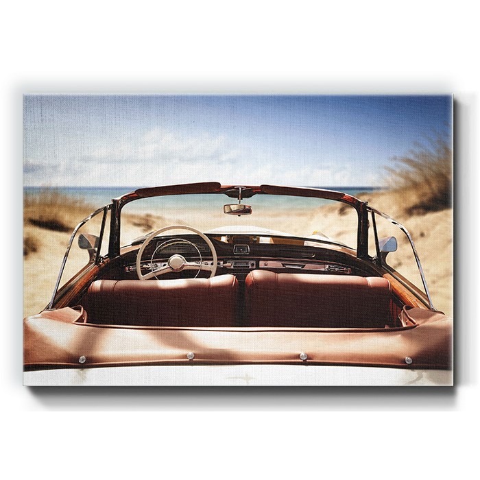 Πίνακας σε καμβά – Ρετρό αυτοκίνητο στην παραλία
