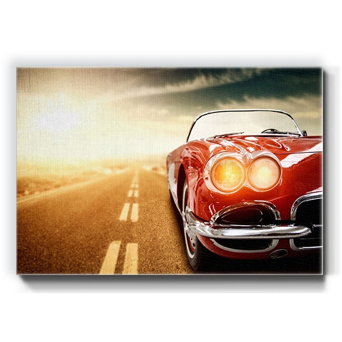 Πίνακας σε καμβά – Κόκκινο ρετρό καλοκαιρινό αυτοκίνητο