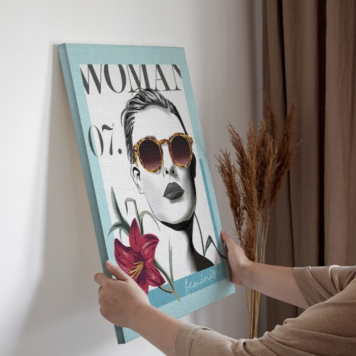 Πίνακας σε καμβά διακόσμηση τοίχου – Γυναίκα με γυαλιά ηλίου