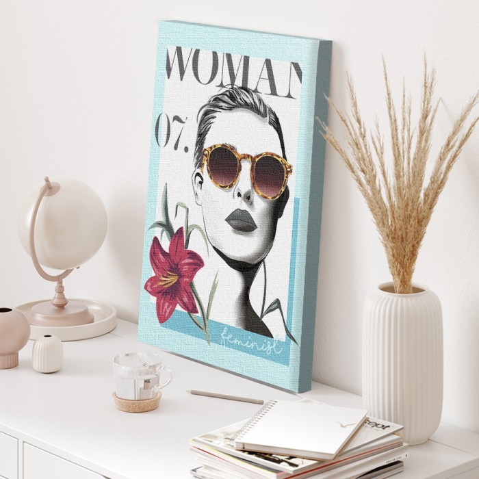 Πίνακας σε καμβά για το δωμάτιο – Γυναίκα με γυαλιά ηλίου