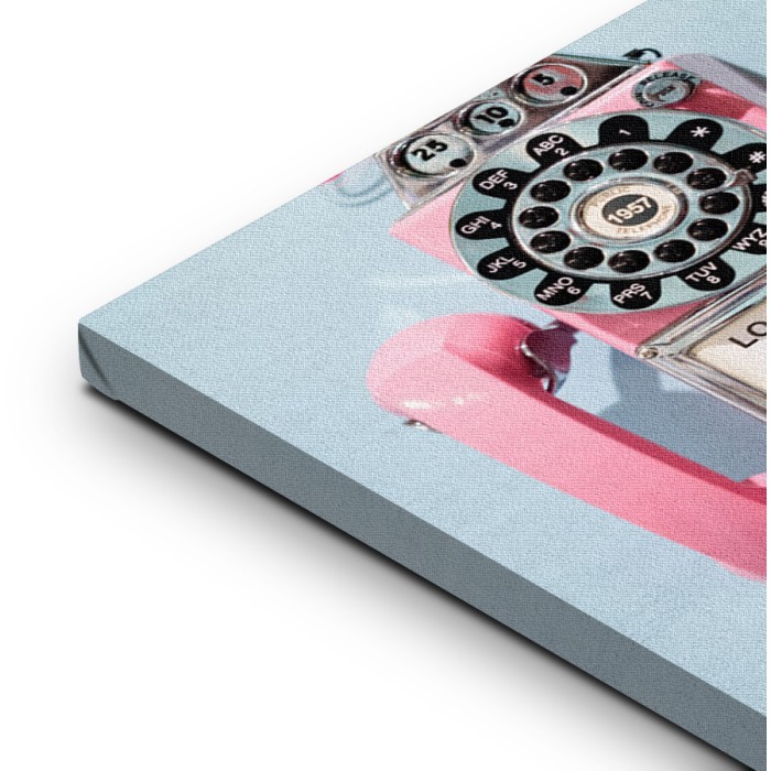 Έτοιμοι πίνακες με τελάρο και κορνίζα – Ρετρό ροζ τηλέφωνο