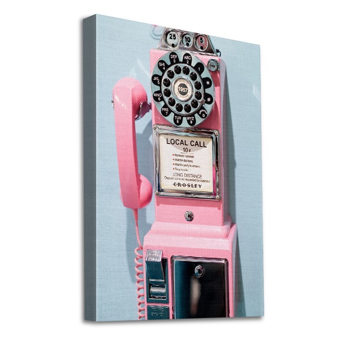 Πίνακας σε καμβά με τελάρο – Ρετρό ροζ τηλέφωνο