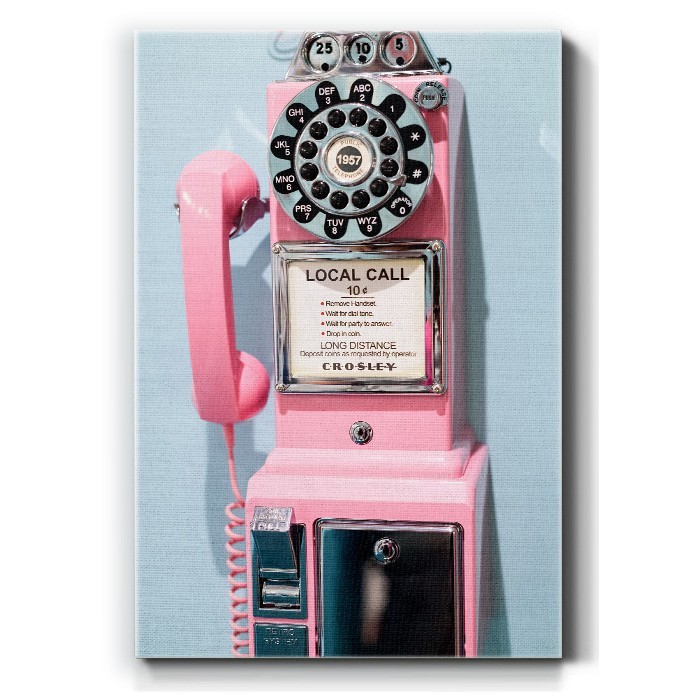 Πίνακας σε καμβά – Ρετρό ροζ τηλέφωνο