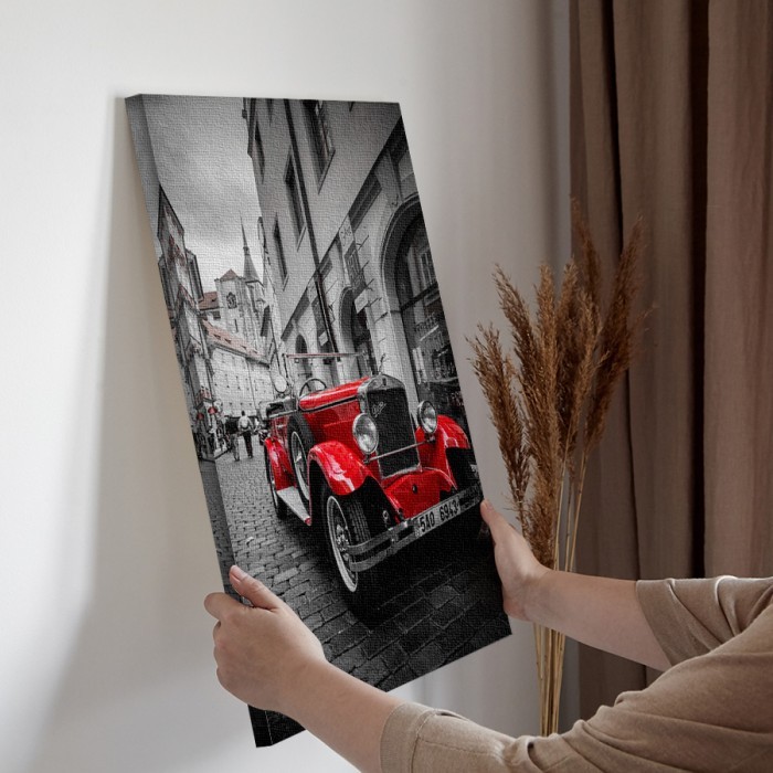 Πίνακας σε καμβά διακόσμηση τοίχου – Κόκκινο vintage αυτοκίνητο
