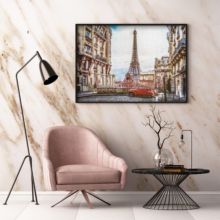 Πίνακας σε καμβά με κορνίζα – Δρόμος στο Παρίσι