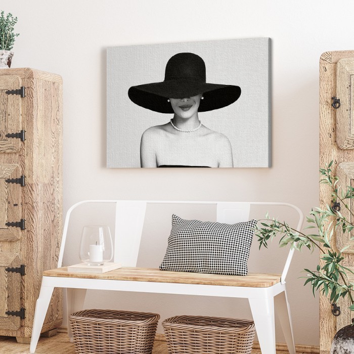 Πίνακας σε καμβά για το σαλόνι – Ασπρόμαυρο πορτρέτο γυναίκας