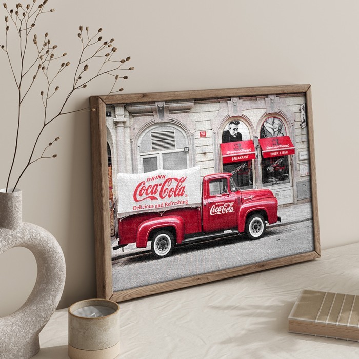 Πίνακας σε καμβά με κορνίζα – Διαφημιστικό αυτοκίνητο της Coca Cola