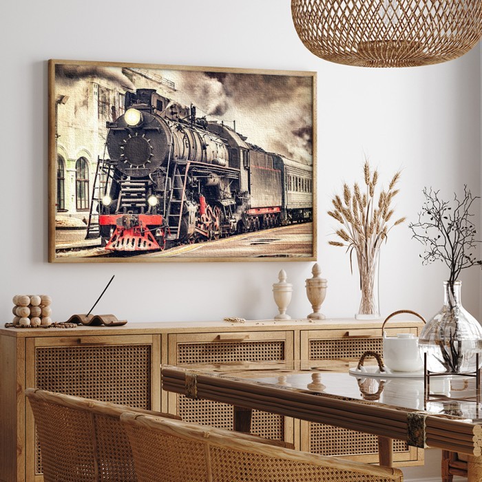 Πίνακας σε καμβά με κορνίζα – Vintage τρένο